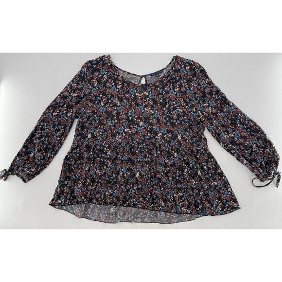 American Eagle Women’s Floral Flowy Toe Sleeve Blouse Sz M Boho Peasant Festival - Picture 3 of 10